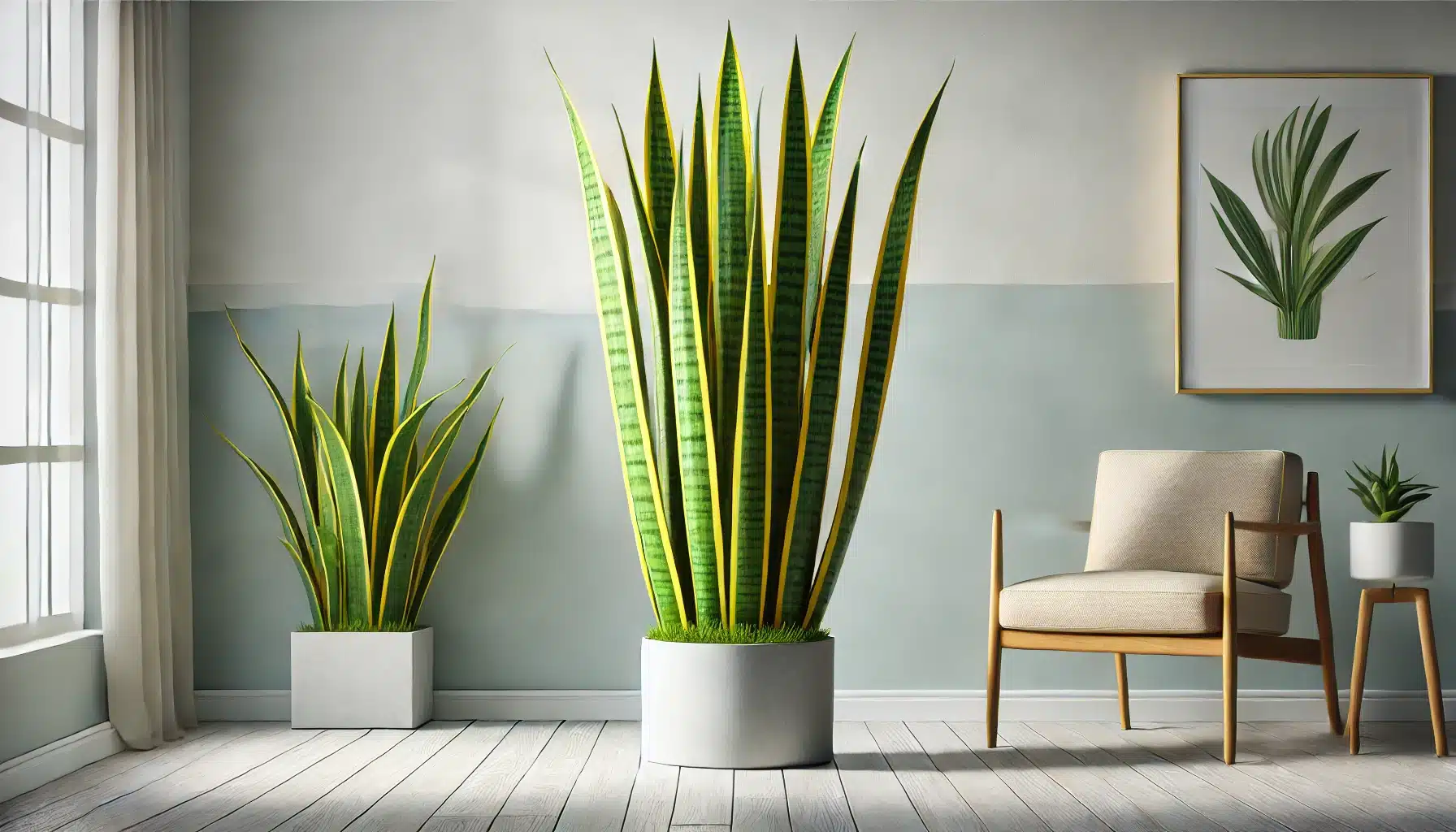 گیاه سانسوریا در گلدان مدرن با نور طبیعی، مناسب برای نگهداری و تکثیر در فضای داخلی