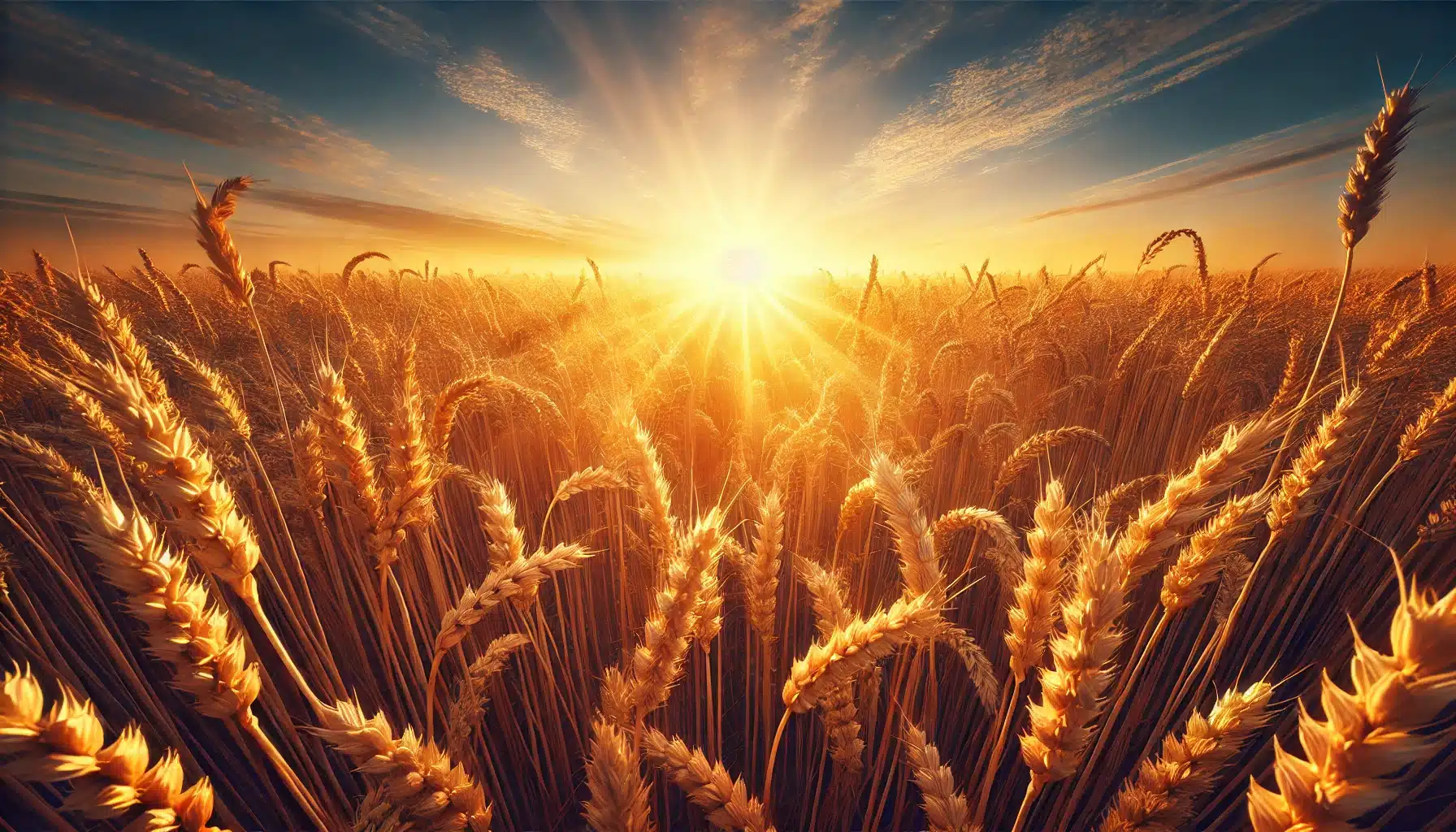 مزرعه گندم طلایی را در هنگام طلوع آفتاب 