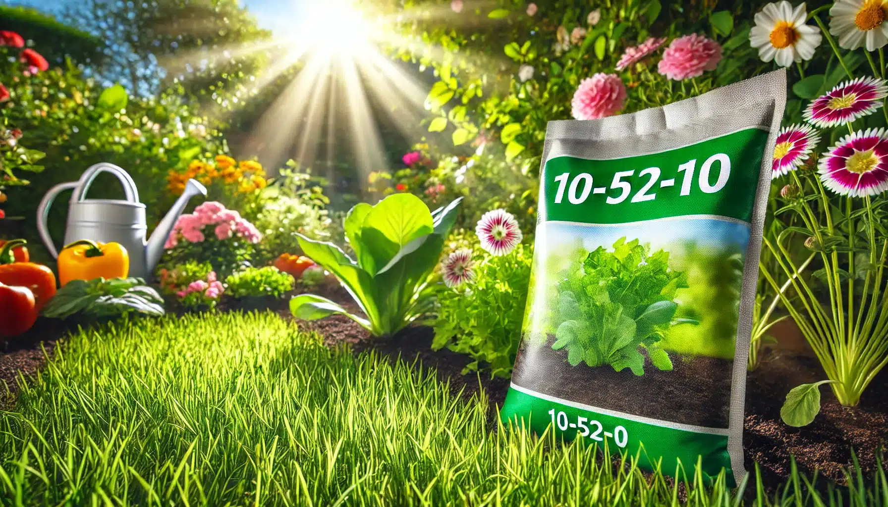 کود 10-52-10 و فواید آن 6 بسته کود 10-52-10 روی خاک غنی، احاطه شده با گلهای سالم و سبزیجات تازه.