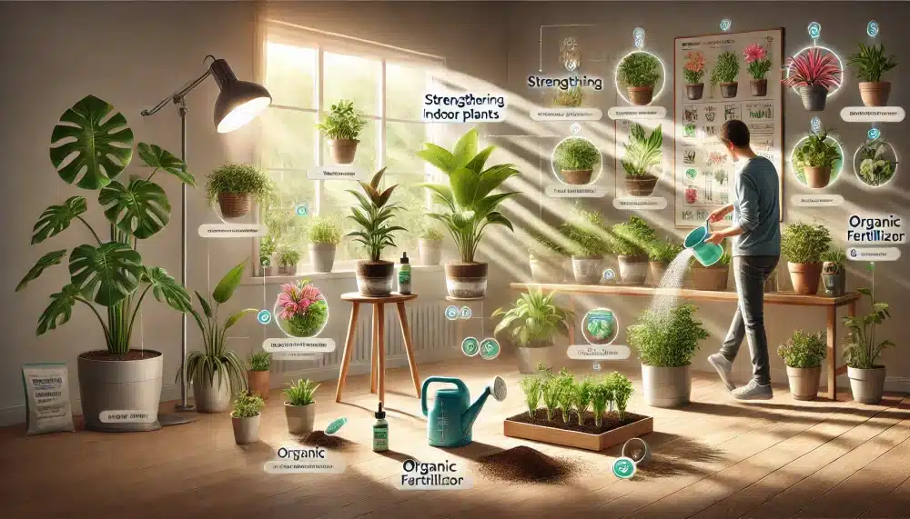 هشت روش عالی و کاربردی برای تقویت گیاهان آپارتمانی شامل تنظیم نور، تأمین رطوبت و کوددهی مناسب