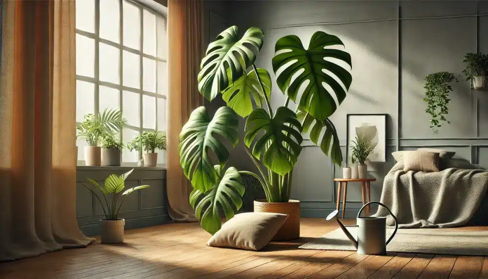 گل برگ انجیری در فضای روشن و دلباز خانه با نور غیرمستقیم