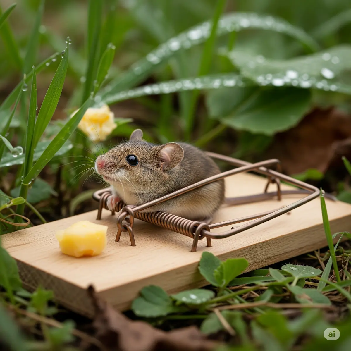 تصویر گیر افتادن موش در تله